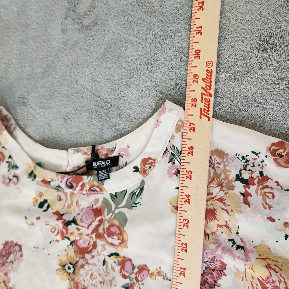Buffalo David Bitton Women's Short Sleeve XL Blouse with Patch Pocket Floral - Picture 8 of 9